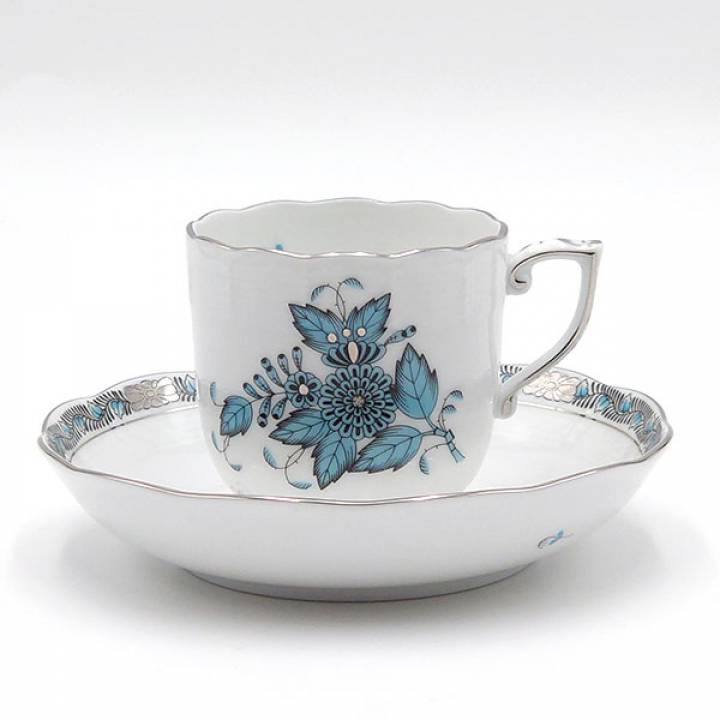 【倉庫取り寄せ商品】ヘレンド アポニーターコイズ・プラチナ コーヒーカップ&ソーサー ATQ3-PT-0707-0-00