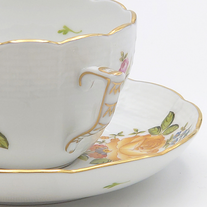 【倉庫取り寄せ商品】ヘレンド ペティローズブーケ 珈琲紅茶兼用カップ&ソーサー（イエロー） PBR-3-0730-0-00