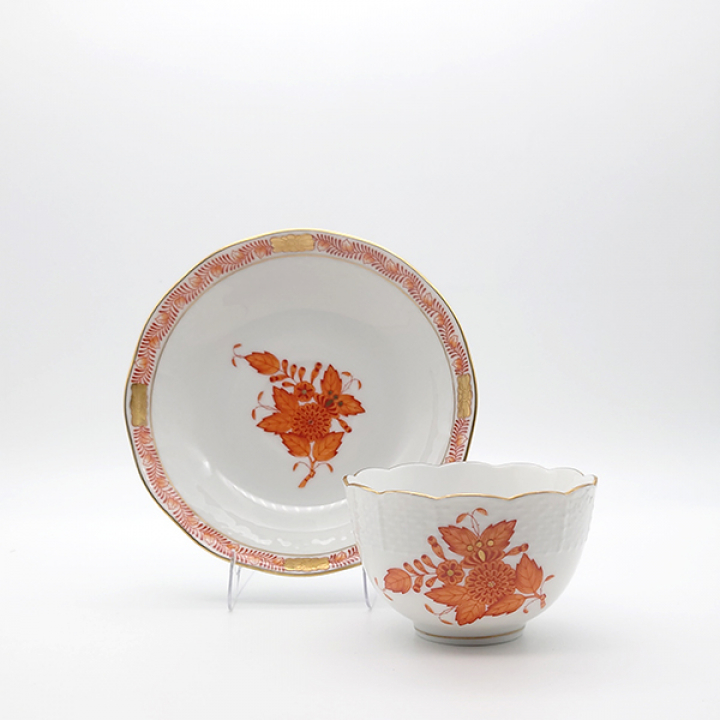 【店舗取り寄せ商品】ヘレンド アポニーオレンジ ジャパニーズティーカップ&ソーサー AOG-0710-0-91