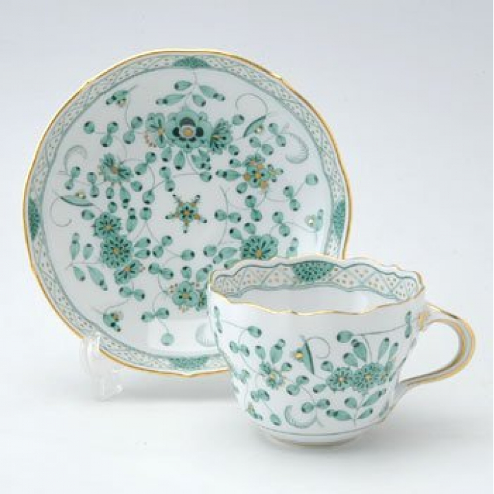 【店舗取り寄せ商品】マイセン インディアンリッチグリーン コーヒーカップ&ソーサー 343310-00582