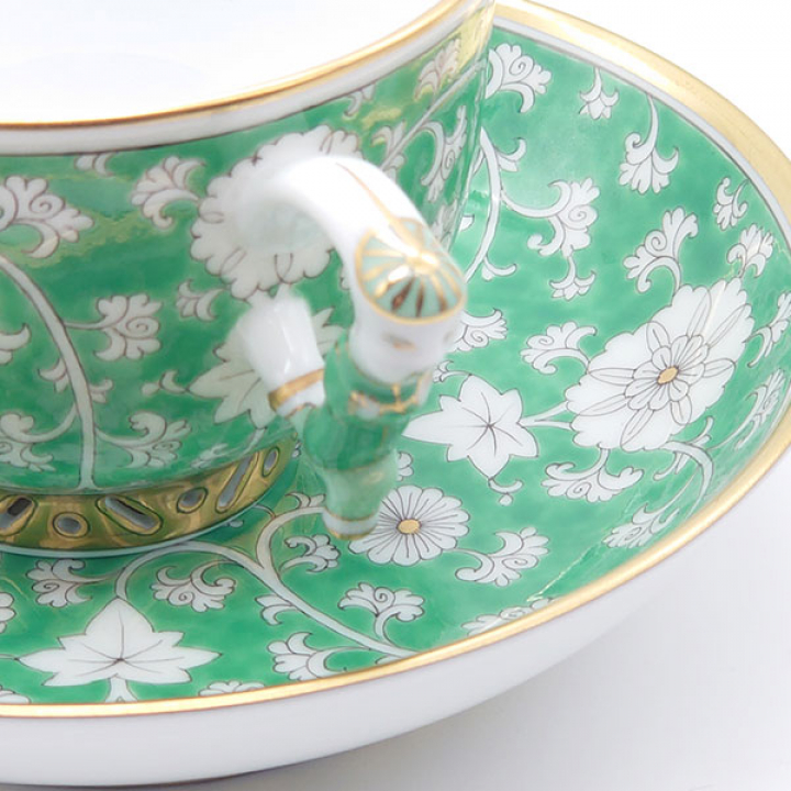 【倉庫取り寄せ商品】ヘレンド 芙蓉緑彩 ティーカップ&ソーサー RDCV-3364-0-21