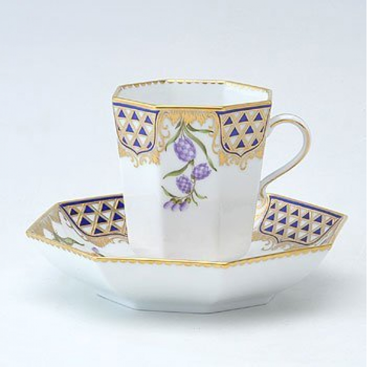 【倉庫取り寄せ商品】ヘレンド ブルーダイヤモンド コーヒーカップ&ソーサー（オクタゴナル） MTFC-4306-0-00