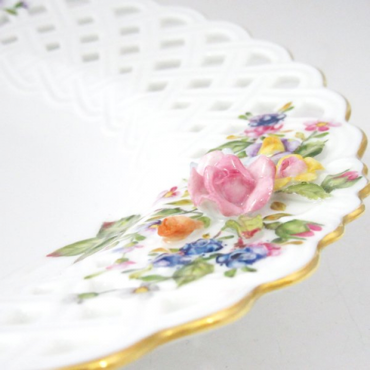 【倉庫取り寄せ商品】ヘレンド フラワーアプリケーション レースプレート 21.5cm CD-8436-0-92