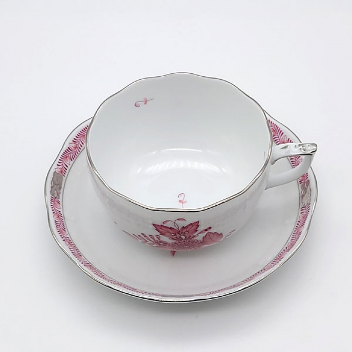 【倉庫取り寄せ商品】ヘレンド アポニーモーブ・プラチナ ティーカップ&ソーサー AP2-PT-0724-0-00