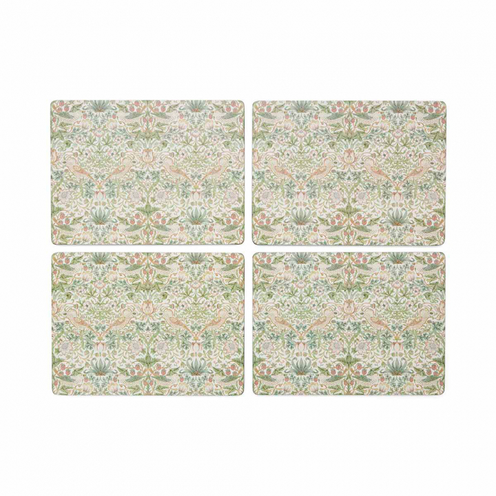 【納期:最長1年】スポード ウィリアムモリス プレイスマット40x30cm 4枚セット イチゴ泥棒パステル X0010649223