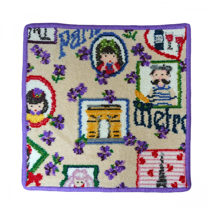 ウォッシュタオル tour de Paris バイオレット 25x25cm
