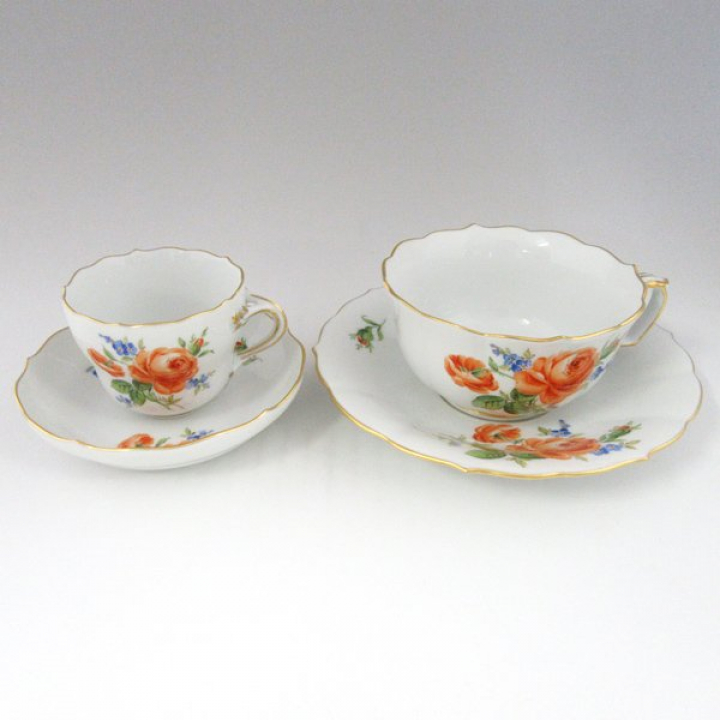 【倉庫取り寄せ商品】マイセン オレンジローズ&FMN モカカップ＆ソーサー 029910-00580