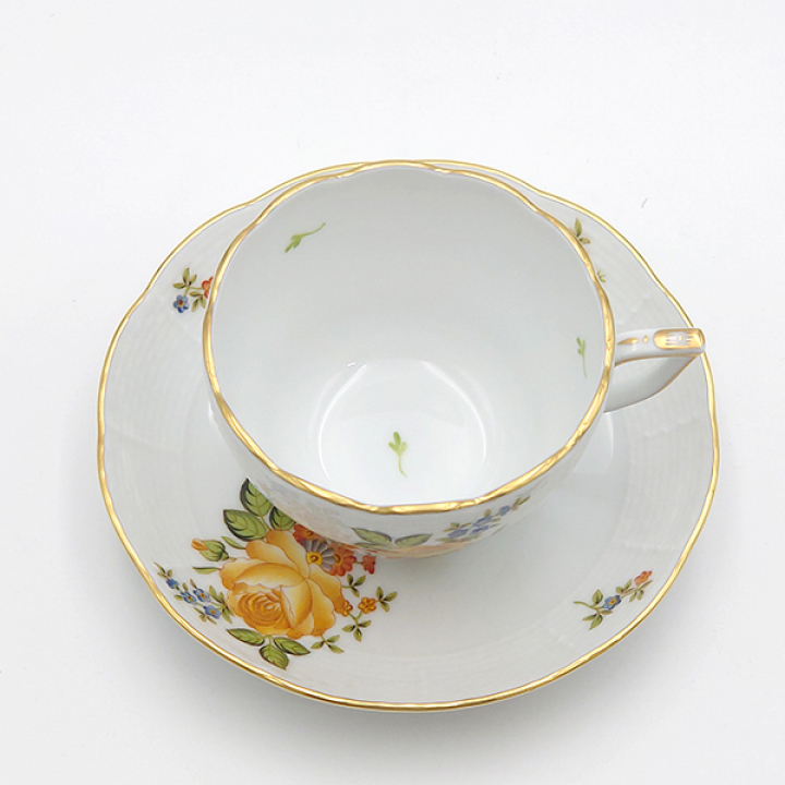 【倉庫取り寄せ商品】ヘレンド ペティローズブーケ 珈琲紅茶兼用カップ&ソーサー（イエロー） PBR-3-0730-0-00