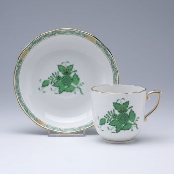 【倉庫取り寄せ商品】ヘレンド アポニーグリーン コーヒーカップ&ソーサー AV-0707-0-00
