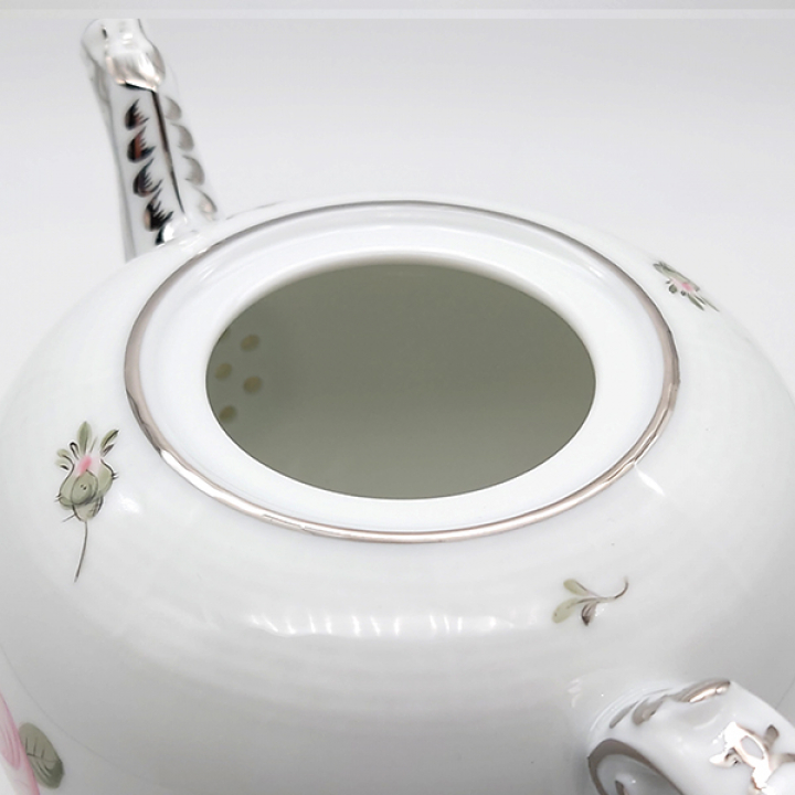 【倉庫取り寄せ商品】ヘレンド ウィーンの薔薇・プラチナ ティーポット800cc VGR-PT-0606-0-09