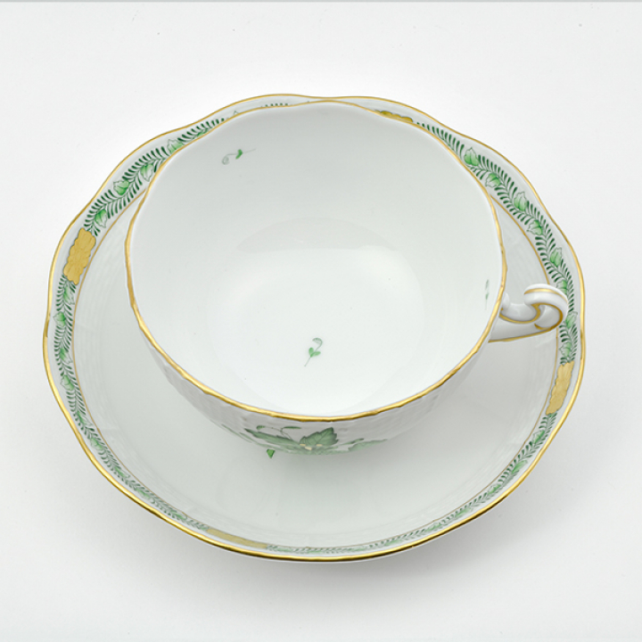 【納期:最長1年】ヘレンド アポニーグリーン モーニングカップ&ソーサー AV-0702-0-00