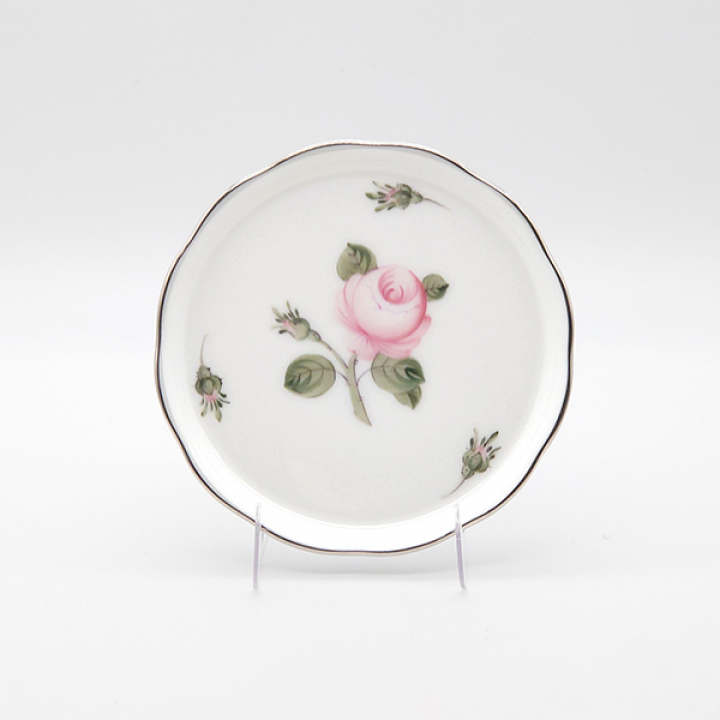 【店舗取り寄せ商品】ヘレンド ウィーンの薔薇・プラチナ コースター10cm VGR-PT-0341-0-00