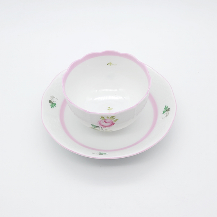 【倉庫取り寄せ商品】ヘレンド ウィーンの薔薇ピンク ジャパニーズティーカップ&ソーサー VRH-X4-0710-0-91