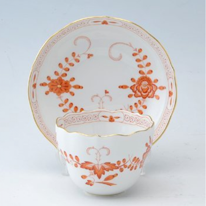 【倉庫取り寄せ商品】マイセン インディアンミドルオレンジ コーヒーカップ&ソーサー 340510-00582